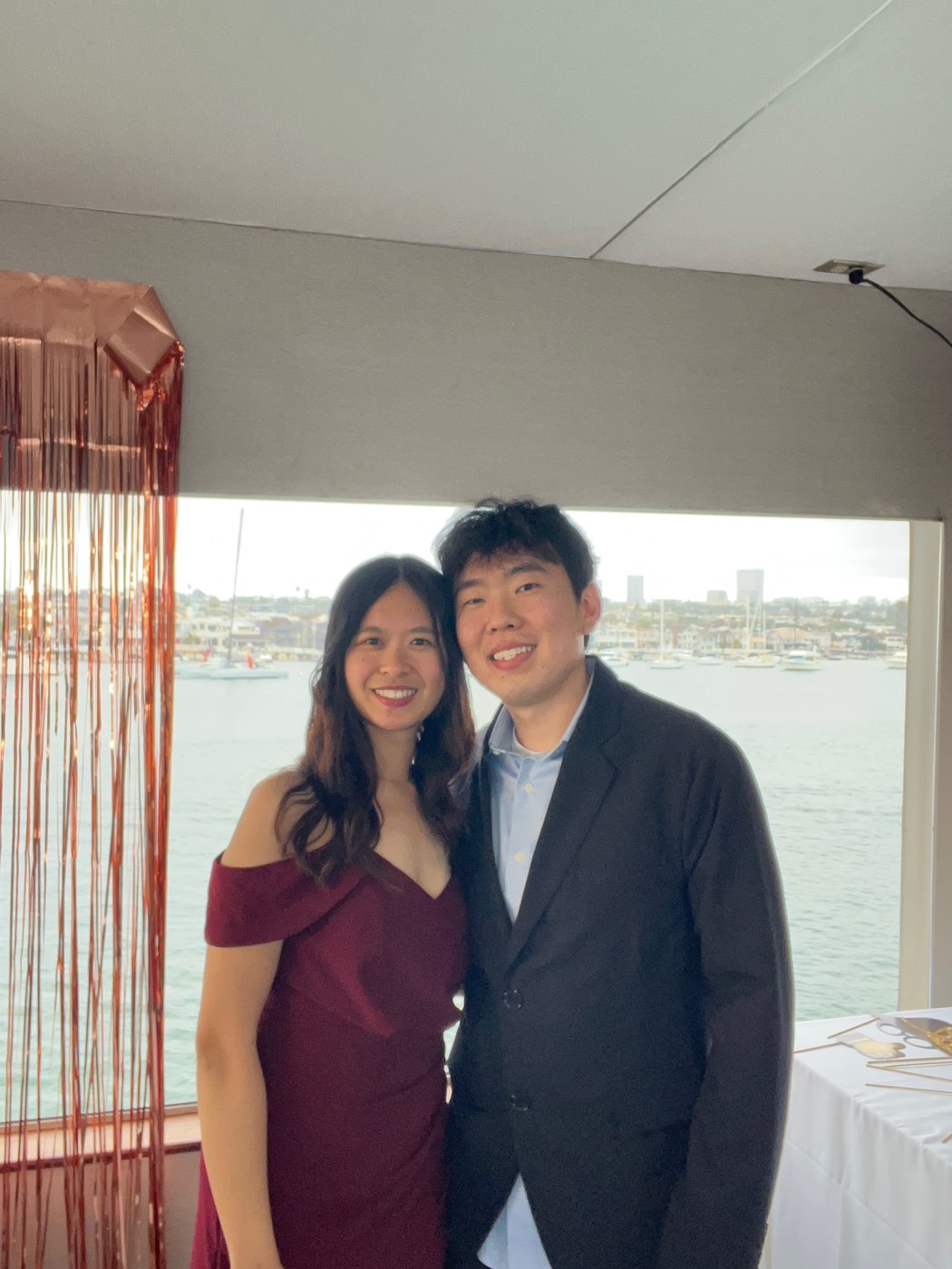 me and my girlfriend at a harbor event